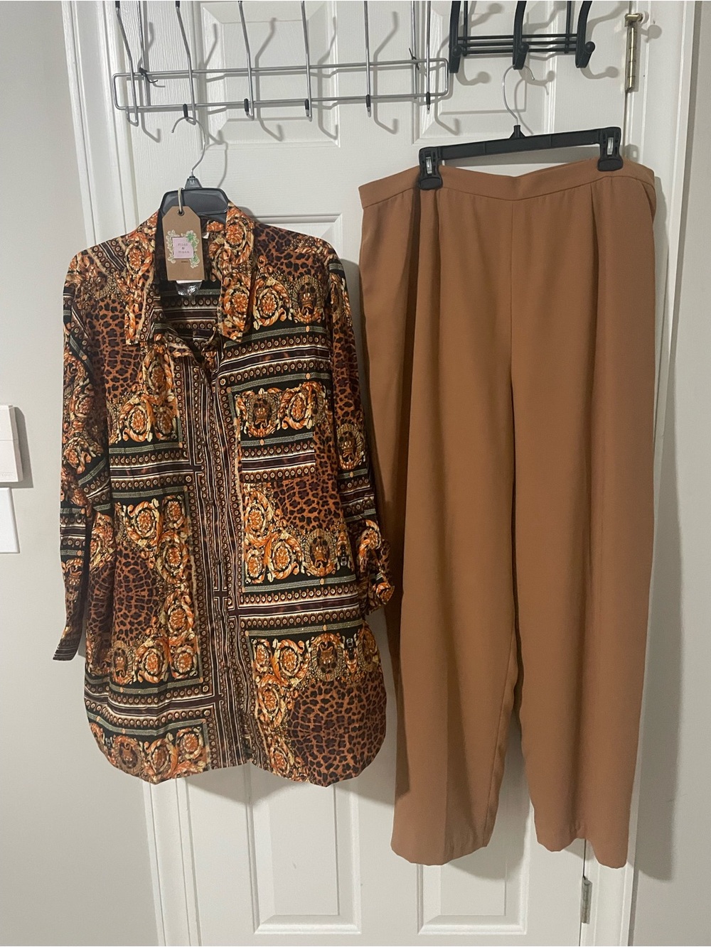 Women's Brown Wide-Leg Pants 22w JG Hook Flint & moss top nwt 2x
